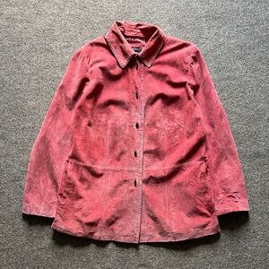 Bernardo Women's XL Pink Suede Genuine Leather Jacket Coat With Removable Collar